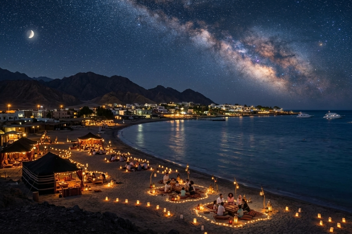 Волшебный вечер у лагуны в Дахабе: свечи, звёзды и бедуинский чай