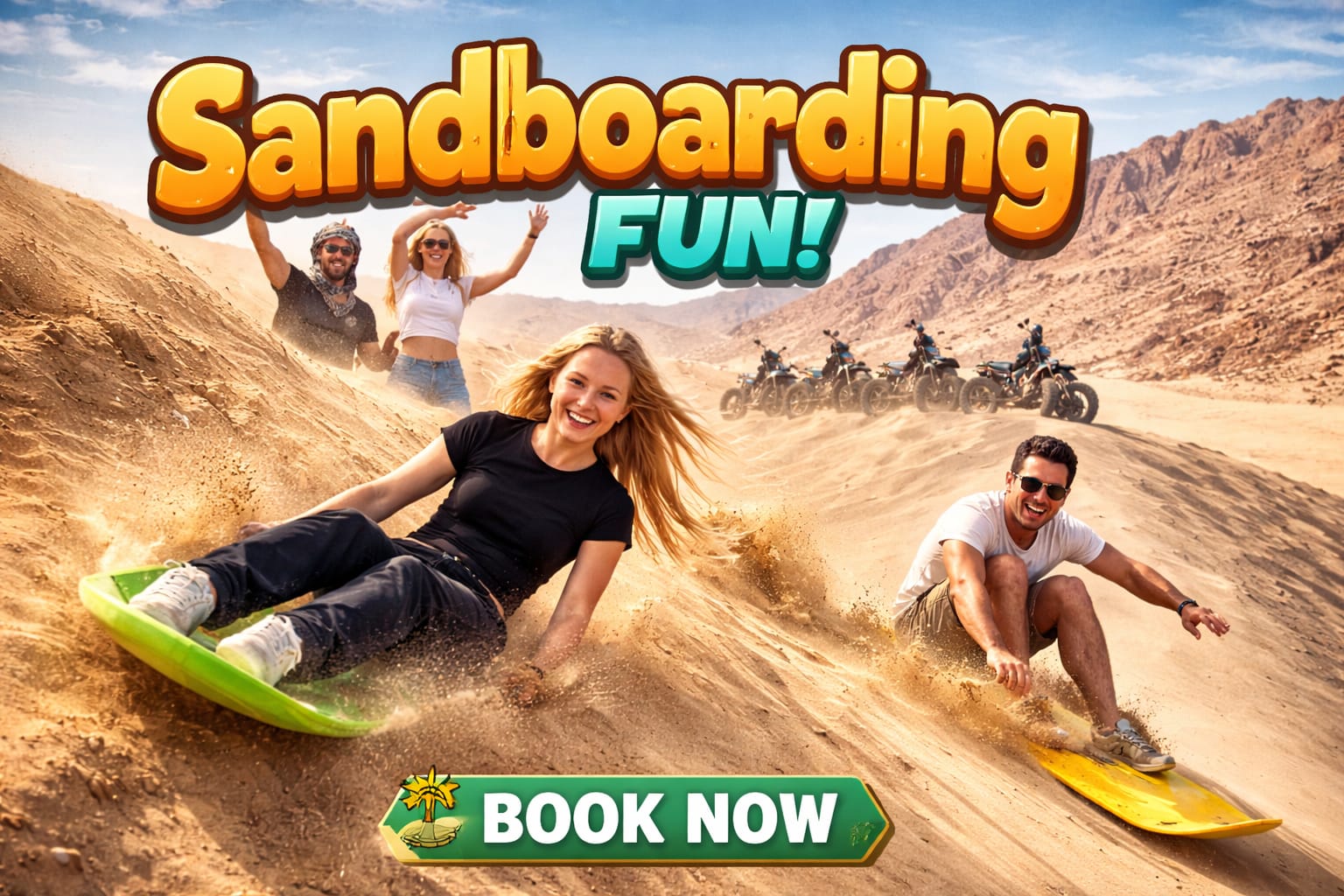 7🌅Safari divertente con Sandboarding a Sharm El Sheikh | Quad, Buggy, Cammello e Colazione Beduina